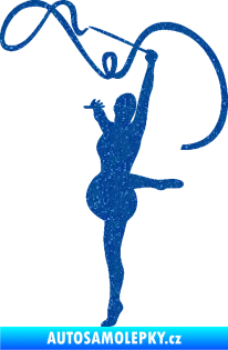 Samolepka Moderní gymnastika 003 levá gymnastka se stuhou Ultra Metalic modrá