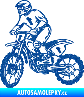 Samolepka Motorka 043 levá motokros Ultra Metalic modrá