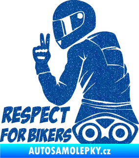 Samolepka Motorkář 003 levá respect for bikers nápis Ultra Metalic modrá
