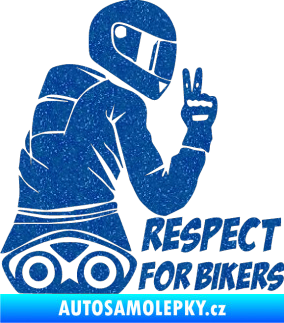 Samolepka Motorkář 003 pravá respect for bikers nápis Ultra Metalic modrá