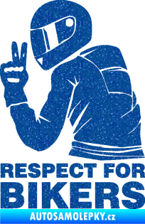 Samolepka Motorkář 004 respect for bikers nápis Ultra Metalic modrá