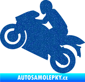 Samolepka Motorkář 007 levá Ultra Metalic modrá