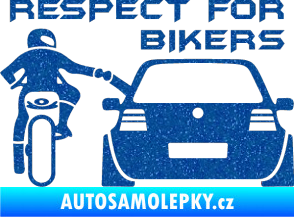 Samolepka Motorkář 008 respect for bikers nápis Ultra Metalic modrá