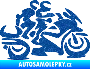 Samolepka Motorkář 009 pravá se spolujezdcem Ultra Metalic modrá