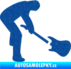 Samolepka Music 007 pravá rocker s kytarou Ultra Metalic modrá