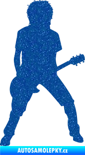 Samolepka Music 010 pravá rocker s kytarou Ultra Metalic modrá