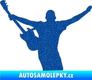 Samolepka Music 024 levá kytarista rocker Ultra Metalic modrá