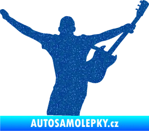 Samolepka Music 024 pravá kytarista rocker Ultra Metalic modrá