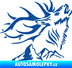 Samolepka Myslivost 003 pravá jelen a hory Ultra Metalic modrá