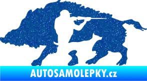 Samolepka Myslivost 006 levá divoké prase Ultra Metalic modrá
