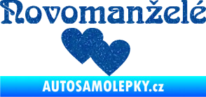 Samolepka Novomanželé 001 nápis se srdíčky Ultra Metalic modrá