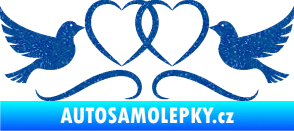 Samolepka Novomanželé 002 holubičky se srdíčky Ultra Metalic modrá