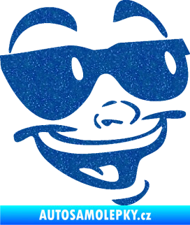 Samolepka Obličej 005 pravá veselý s brýlemi Ultra Metalic modrá
