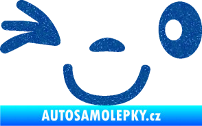 Samolepka Obličej 008 levá mrkající Ultra Metalic modrá