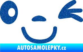 Samolepka Obličej 008 pravá mrkající Ultra Metalic modrá