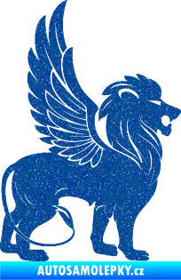 Samolepka Okřídlený lev 001 pravá mytické zvíře Ultra Metalic modrá