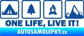 Samolepka One life, live it kempování s nápisem Ultra Metalic modrá