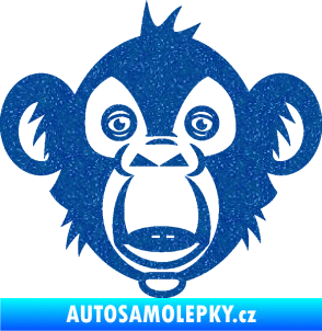 Samolepka Opice 003  hlava šimpanze Ultra Metalic modrá