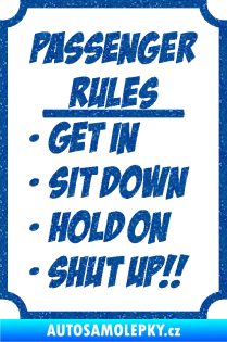 Samolepka Passenger rules nápis pravidla pro cestující Ultra Metalic modrá