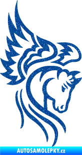 Samolepka Pegas 003 pravá okřídlený kůň hlava Ultra Metalic modrá