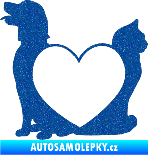Samolepka Pejsek a kočička love levá Ultra Metalic modrá