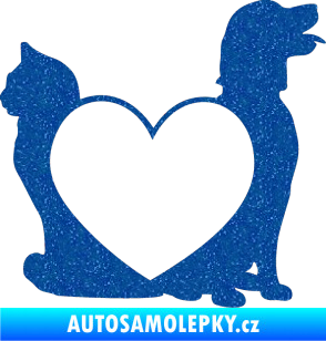 Samolepka Pejsek a kočička love pravá Ultra Metalic modrá