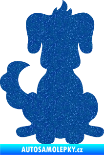 Samolepka Pes 113 levá kreslená silueta Ultra Metalic modrá