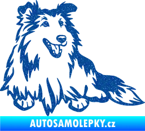 Samolepka Pes 162 pravá sheltie Ultra Metalic modrá