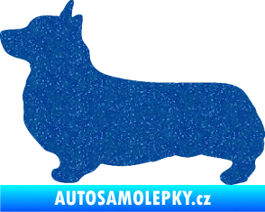 Samolepka Pes 164 levá Welsh Corgi Pembroke Ultra Metalic modrá