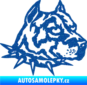 Samolepka Pitbull hlava 006 pravá Ultra Metalic modrá