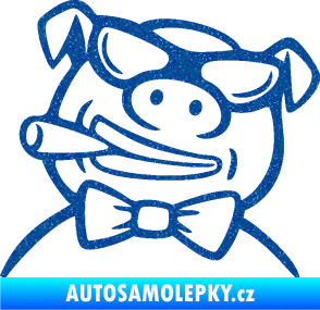 Samolepka Prase 005 levá s doutnikem Ultra Metalic modrá