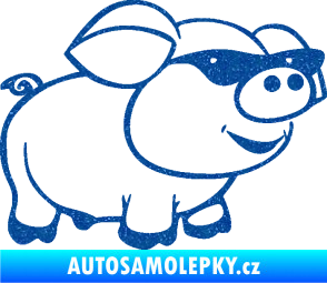 Samolepka Prase 006 pravá frajer v brýlích Ultra Metalic modrá