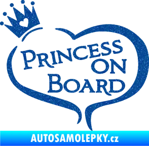 Samolepka Princess on board nápis s korunkou Ultra Metalic modrá