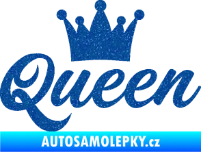 Samolepka Queen nápis s korunou Ultra Metalic modrá