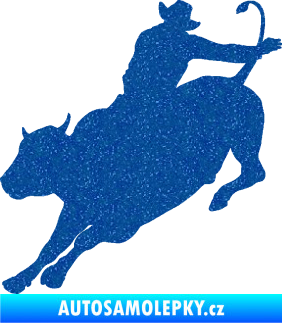 Samolepka Rodeo 001 levá  kovboj s býkem Ultra Metalic modrá