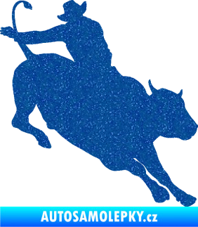 Samolepka Rodeo 001 pravá  kovboj s býkem Ultra Metalic modrá