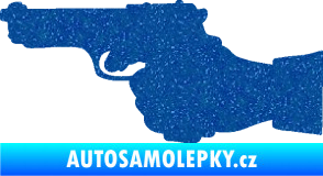 Samolepka Ruka s pistolí 001 levá ruce vzhůru Ultra Metalic modrá