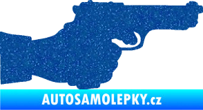 Samolepka Ruka s pistolí 001 pravá ruce vzhůru Ultra Metalic modrá