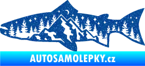 Samolepka Ryba 021 levá noční rybaření Ultra Metalic modrá