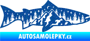 Samolepka Ryba 021 pravá noční rybaření Ultra Metalic modrá