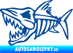 Samolepka Ryba kostra 002 levá Ultra Metalic modrá