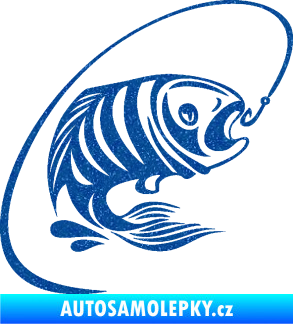 Samolepka Ryba s návnadou 007 pravá Ultra Metalic modrá