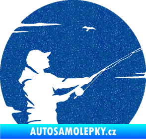 Samolepka Rybář 022 pravá Ultra Metalic modrá