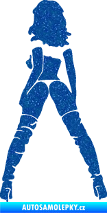 Samolepka Sexy žena a vysoké kozačky levá Ultra Metalic modrá