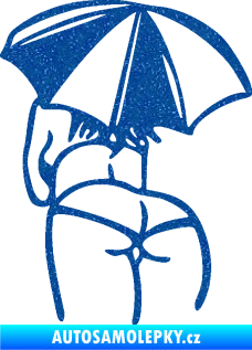 Samolepka Slečna s deštníkem levá Ultra Metalic modrá
