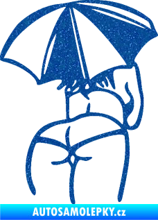 Samolepka Slečna s deštníkem pravá Ultra Metalic modrá