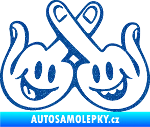 Samolepka Smajlíci f*ck levá Ultra Metalic modrá