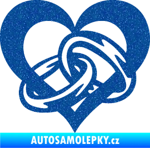 Samolepka Snubní prstýnky v srdíčku levá Ultra Metalic modrá