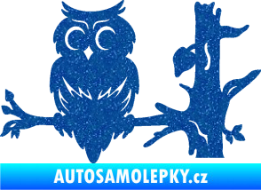Samolepka Sova 005 levá na větvi Ultra Metalic modrá