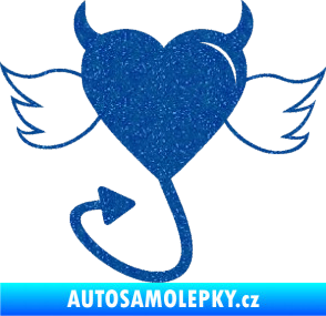 Samolepka Srdce anděl ďábel 002 levá Ultra Metalic modrá